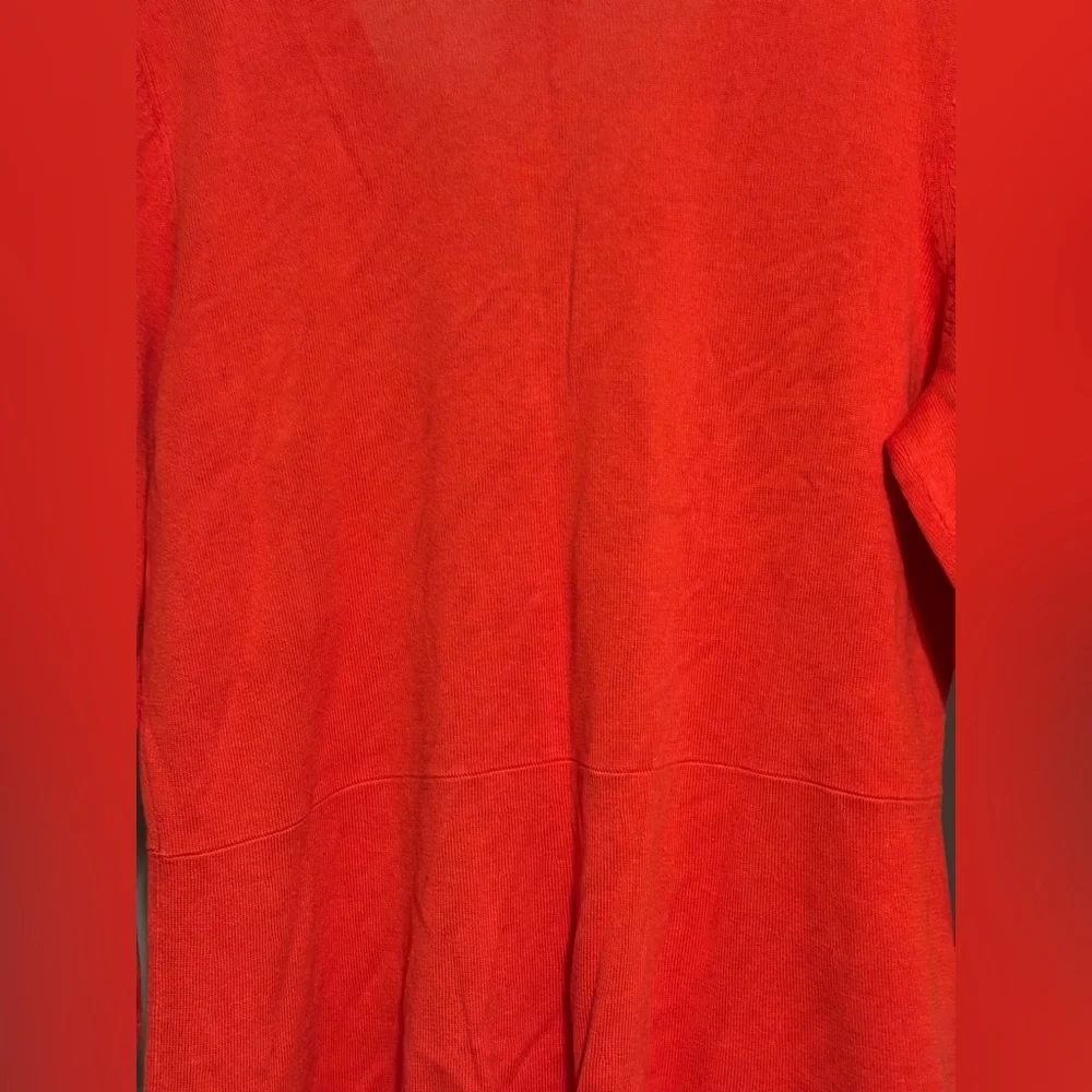 Isaac Mizrahi Live orange cotton blend 3/4 sleeve button cardigan tunic‎ Size L